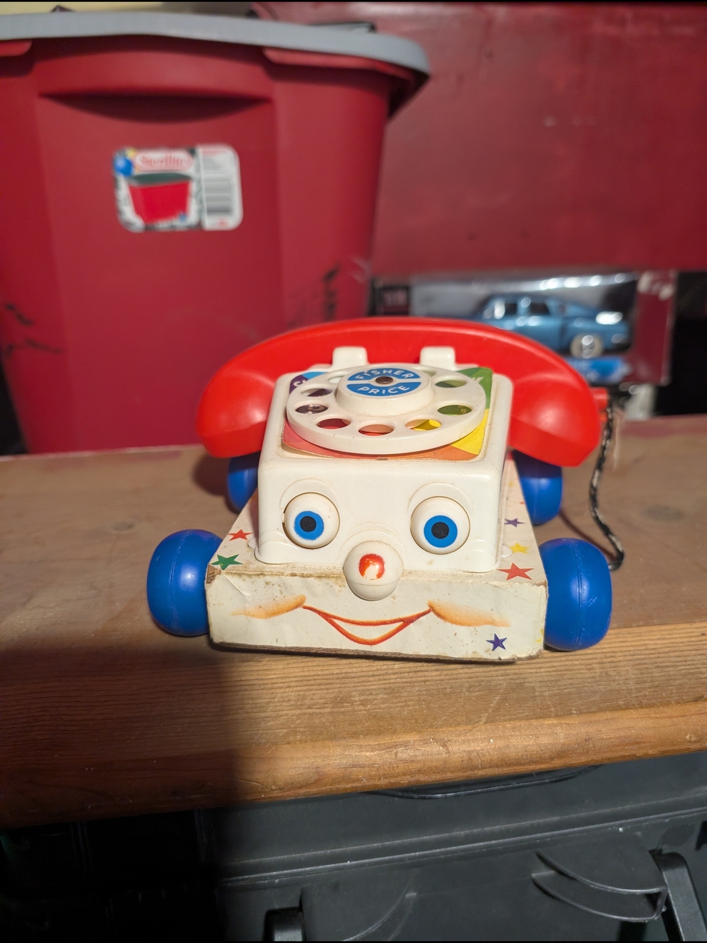 Vintage 1961 Fisher Price Chatter Phone Telephone Pull Toy With Moving Eyes